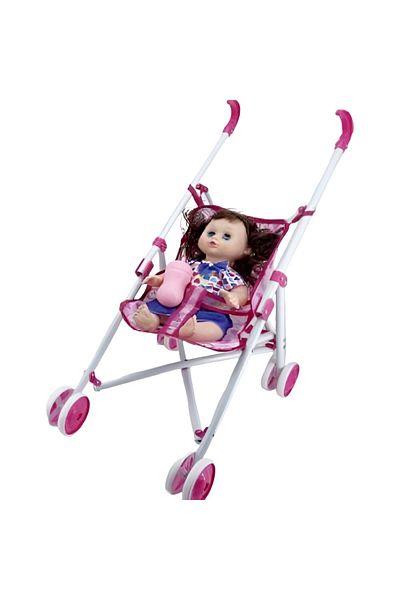 rexa Bestonl Kids Stroller Baby Doll Toy with Real Moving StrollerToys Kids Baby Stroller