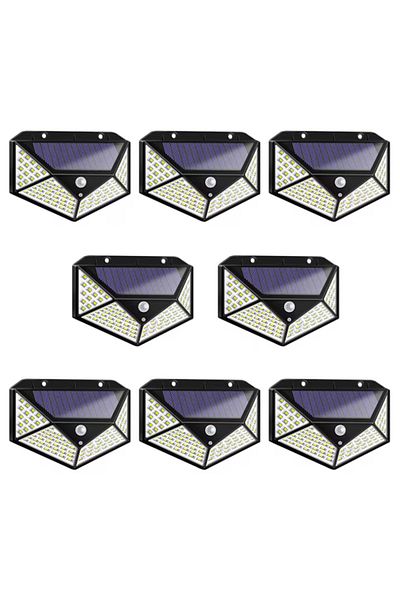 GENERAL Set 8 lampi cu incarcare solara , senzor miscare, 3 trepte de iluminare, 100 LED
