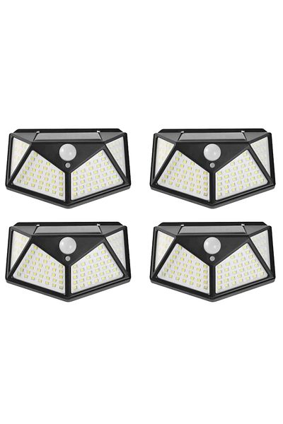 Generic Set 4 lampi solare exterior, ABS, Negru