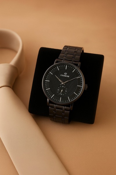 moda paketi Steel Men's Watch with Black Cord
