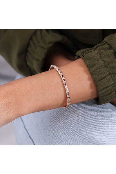 Değerli Kuyumculuk Sıralı Kare Pırlanta Bilezik