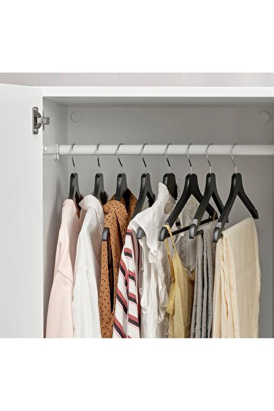 IKEA 8 bucăți de umerașe din lemn pentru haine, lățime de 43 cm, umeraș pentru haine, culoare neagră, umeraș din lemn