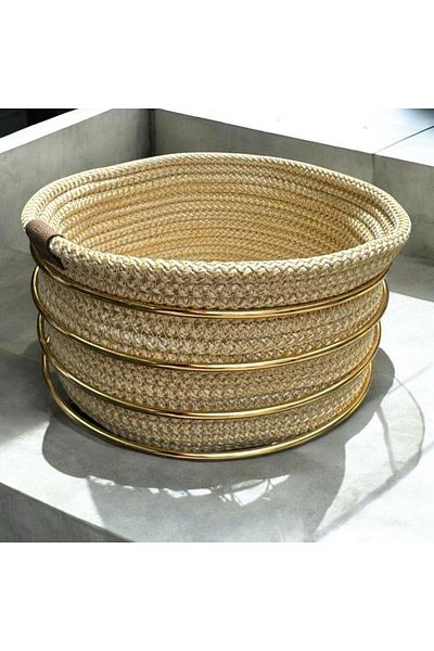 Peramari Decorative Metal Knitted Bread Basket Yellow