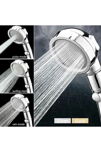 LiderGlobal Water Saving Shower Head with On/Off Feature 3 Stage Water Flow Adjustment Function