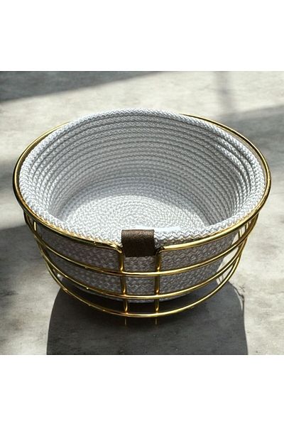 Peramari Decorative Metal Knitted Bread Basket White