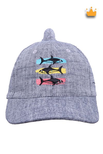 Kitti 1-3 Years 50cm Baby Boy Summer Baby Shark Patterned Adjustable Hat Cap Anthracite Y2311004
