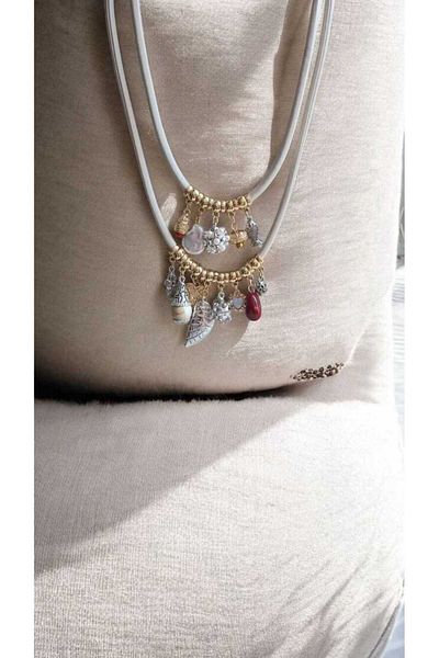 takısaat 2-Piece Charm Necklace - Cream