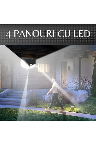 Generic Set 4 lampi solare exterior, ABS, Negru