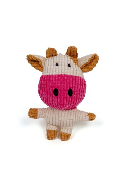 NO BRAND Plush dog toy, cow-shaped, bite-resistant, with squeaky sound