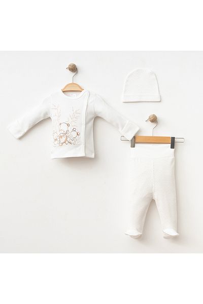 Gümüş Baby Kids Baby 3-Piece Set with Score Printed 100% Cotton Fabric
