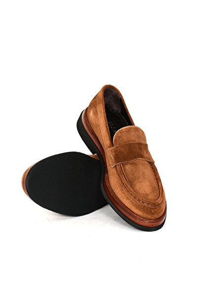 Tuna Hakiki Süet Deri Kahverengi Loafer Erkek Ayakkabı (39-44 No) - 3524