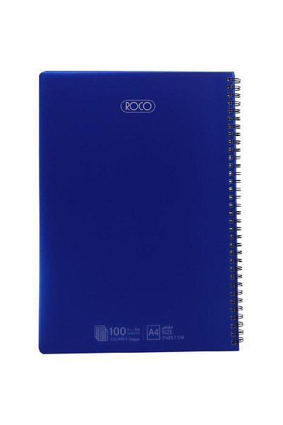 Roco Notebook – A4 Size, 100 Sheets, Square Ruled, Blue Cover