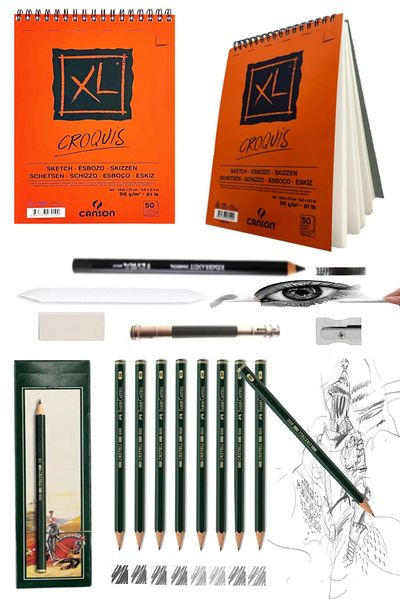 GLANCE Canson Croquıs XL Sketchbook with Spiral A5 50 Yp 90 Gr