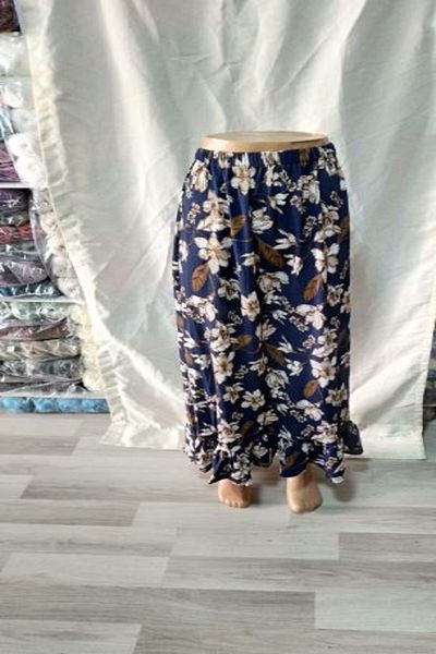 ARG Dark Blue Cahfe Skirt with Ruffles at the Bottom, Embroidered Belly with Elastic Waist, 1 Piece Skirt, Quality, Stylish and Beautiful