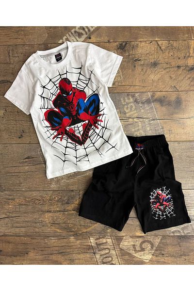 MİNİ İNOWESTA KİDS Boy's Spiderman Patterned Summer Shorts Bottom Top Suit
