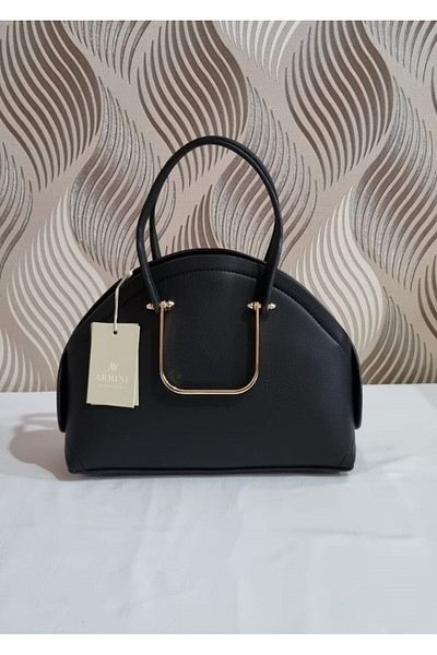 Armine Black Modern Zipper Handbag Women's Bag