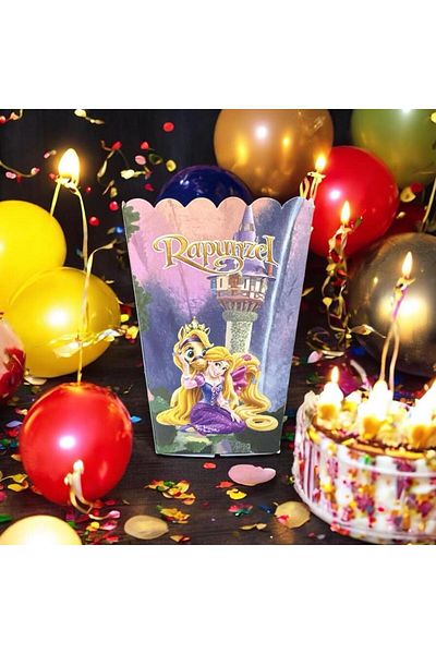 Cadde Süs Rapunzel Themed Popcorn 8-Piece Corn Box