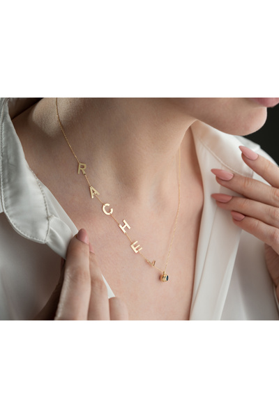 Minimal Kolye Altın Sıralı Harf İsimli Kolye "sign"