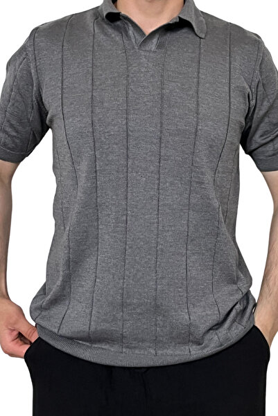 Tarz Cool Men's Smoked Striped Short Sleeve Knitwear T-Shirt