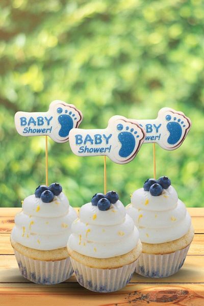 Cadde Süs Baby Shower Written Blue Toothpick Ornament 10 Pieces