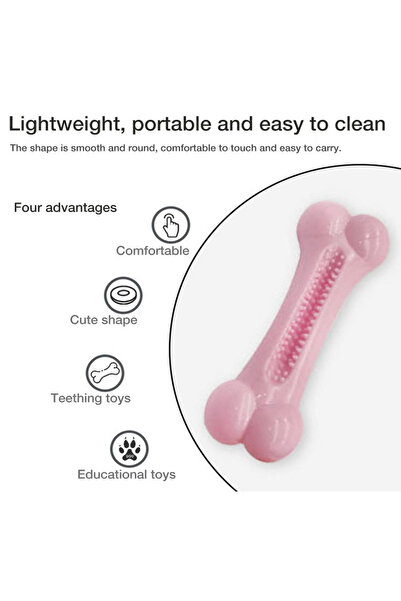 NO BRAND Jucarie rezistenta pentru caini, in forma de os, ideala pentru ros si curatarea dintilor, roz