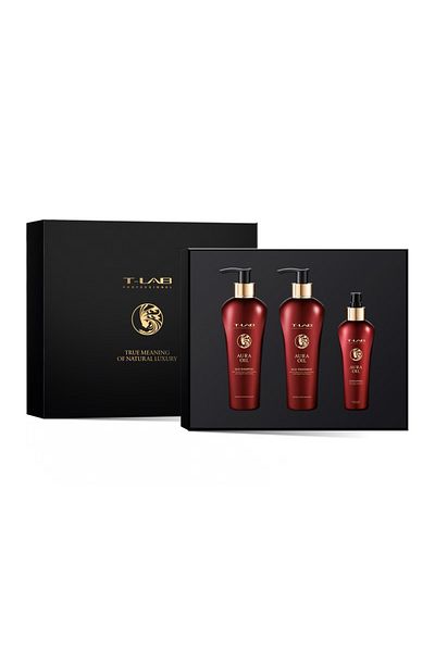 T Lab Set șampon T-LAB Professional Aura Oil Ritual, 300 ml, Tratament pentru păr, 300 ml, Elixir pentru păr, 150 ml