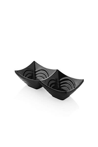 Alezy 523 Göreme Melamin Termostar Urgup Double Sauce Bowl 16X8 cm Black