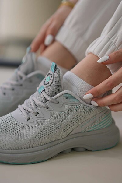 SOLAZER Women's Gray Green Sneaker Daily Comfortable Sports Shoes 043