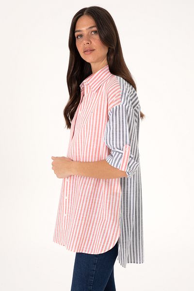 U.S. Polo Assn. Women's Cherry Striped Long Sleeve Tunic Shirt 50307656-Vr223