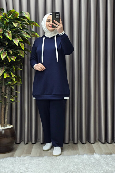 Elmas Tesettür Kadın Tesettür Giyim Büyük Beden Kapşonlu Spor İkili Takım