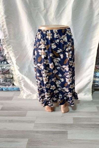 ARG Dark Blue Cahfe Skirt with Ruffles at the Bottom, Embroidered Belly with Elastic Waist, 1 Piece Skirt, Quality, Stylish and Beautiful