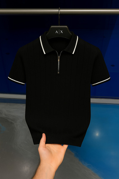 LC Waikiki %100 Pamuk Slim Fit Erkek Fermuarlı Polo Yaka Triko Tişört / T-shi...