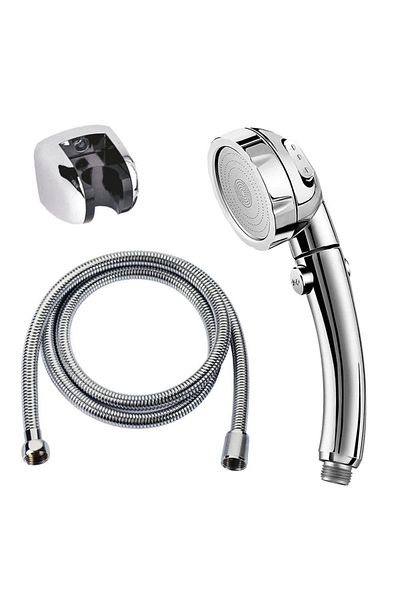 LiderGlobal Water Saving Shower Head with On/Off Feature 3 Stage Water Flow Adjustment Function