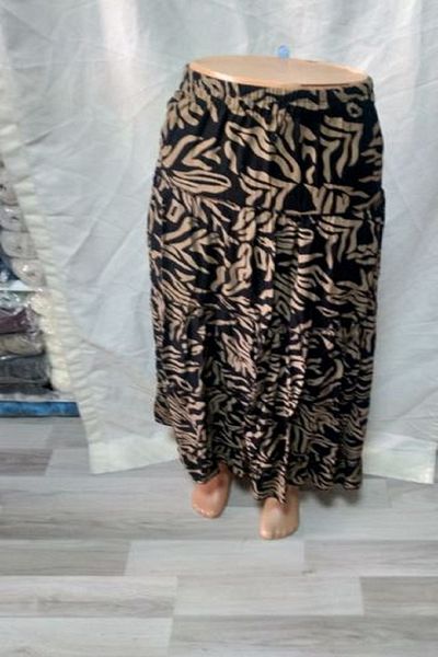 ARG Light Brown - Black Four Layers Ruffle Waist with Elastic 1 Piece Skirt Quality Stylish Beautiful
