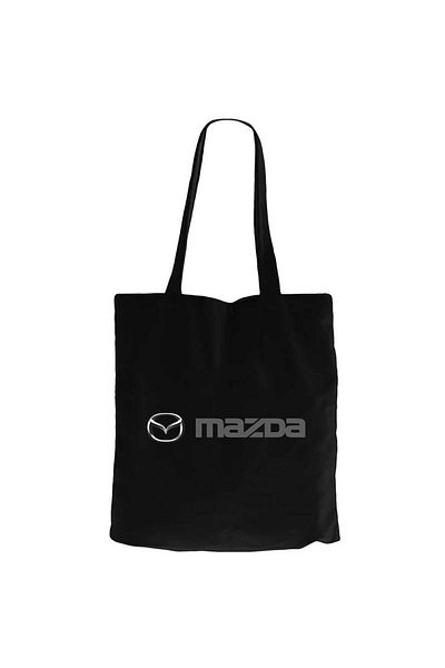 Z zepplin Mazda Text Logo Μαύρη υφασμάτινη τσάντα με φερμουάρ Gabardine