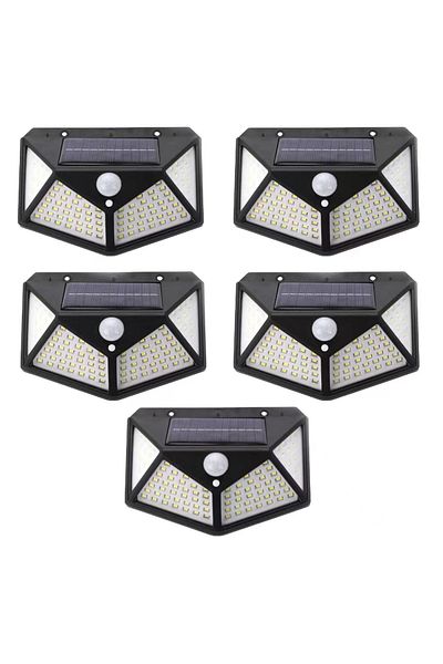 Generic Set of 5 Outdoor Solar Lamps, 100 SMD LED, With Motion and Light Sensor, 3 Operating Modes