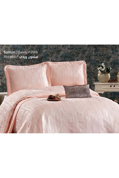 Güzide Çift Kişilik Yatak Örtüsü Riva Somon