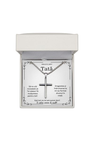 The Jewel Heart Necklace for Dad – Cross Pendant, 316L Steel, Premium Packaging