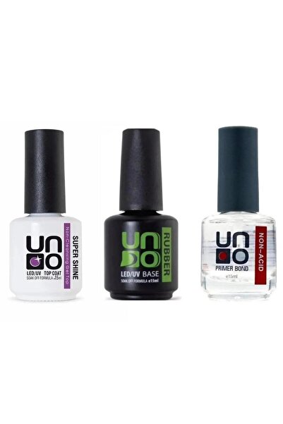 Anıl Gel Polish Kalıcı Oje Seti Uno Top Coat- Uno Rubber Base Coat- Uno Non-A...