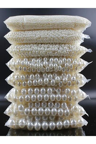 Massaltay Χάντρες Πέρλες Πλήρεις Κρεμ Χρώματος 8mm με Τρύπες – Συσκευασία 500g