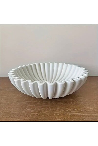 ÇAĞATÖLYE Obje Dekoratif İskandinav Dalgalı Büyük Boy Obje Mum Takı Anahtarlık Sunum Tabağı Tepsi (15 cm)