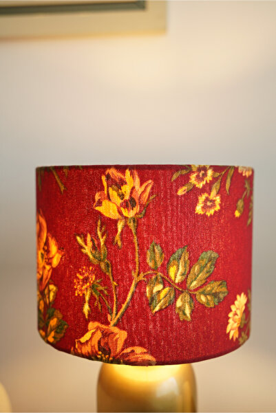 retro home design Eskitme Ayaklı Kırmızı Çiçek Baskı Kumaş Şapkalı Şık Yatak Odası Salon Abajur Özel
