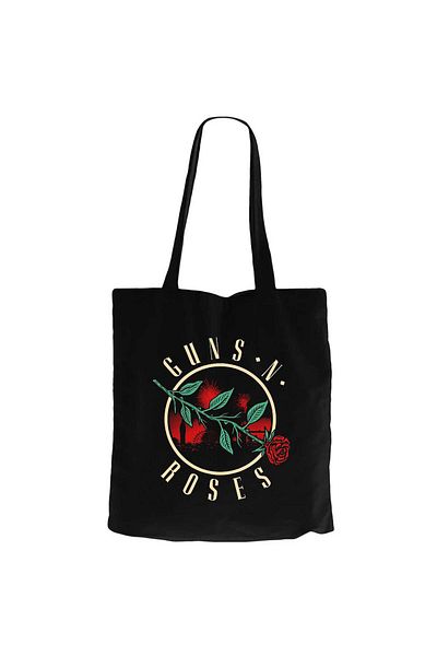 Z zepplin Guns N Roses Flower Black Canvas Tote Bag