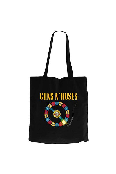 Z zepplin Guns N Roses Πλάκα Μαύρη υφασμάτινη τσάντα με φερμουάρ Gabardine
