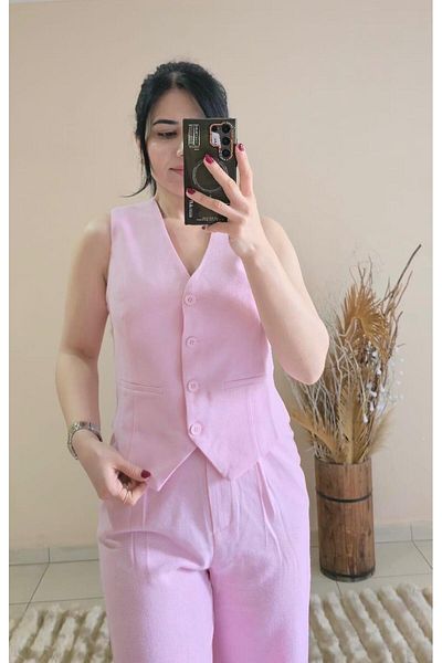 FEMİNEER.com Pink Vest Pants Set