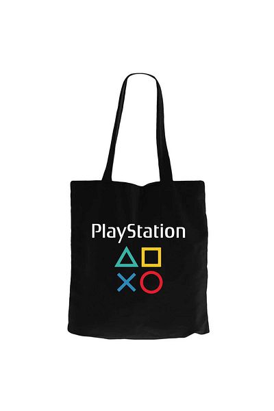 Z zepplin Playstation Gamepad Text Black Canvas Tote Bag