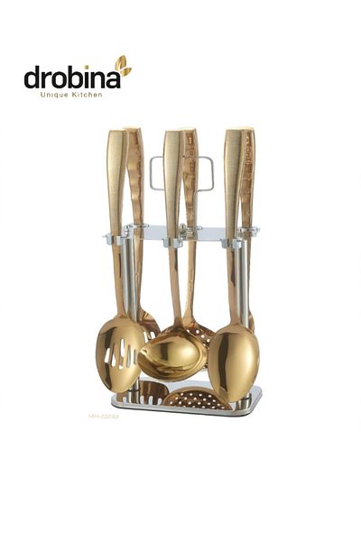 drobina Dropina 7-Piece Stainless Steel Spoon Set, Bronze Gold