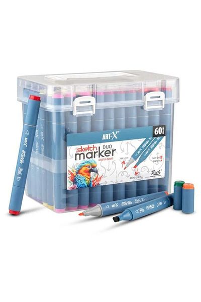 Art Tone Art-X Dual Tip Sketch Acrylic Marker Pen Set of 60