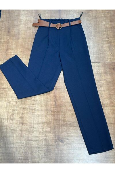 HANIMCA GİYİM Belted Waist, Elastic Back, Side Pockets, Pencil Cut Summer Pants