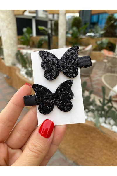 Little Sparkle Co. Siyah Glitter Kelebek Klips Toka (2’li) – Işıltılı Bebek &...